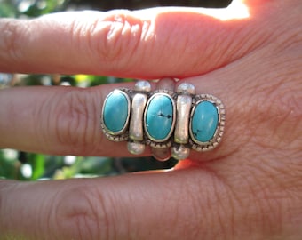 Turquoise and Sterling Silver Ring Size 8.25