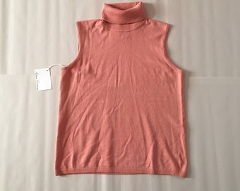 dusty rose silk top / roll neck knitted silk sweater top / silk shell pullover