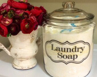 Laundry Room, Laundry Soap, Detergent, or Fabric Softener, Label Vinyl Tag, for Jars, Canisters