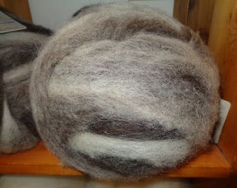 Black Finn Wool swriled around white Alpaca wool