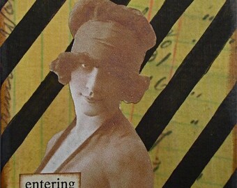 SALE - caution PMS zone - ACEO Original Collage by Nancy Lefko