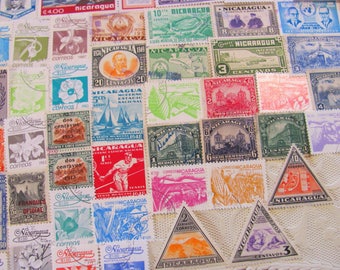 Isthmus Be Love 50 Vintage Nicaraguan Postage Stamps Republic of Nicaragua Central America Managua Hispanic Latina Latin American Philately