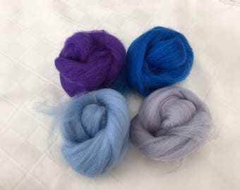 Corriedale Mix- 50+g, Blues/Purple