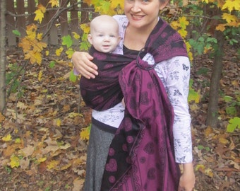 WCRS, Wrap Conversion, Ring sling, Baby Carrier, Lenny Lamb, Romantic Lace - GATHERED right shoulder, baby shower gift, - DVD included