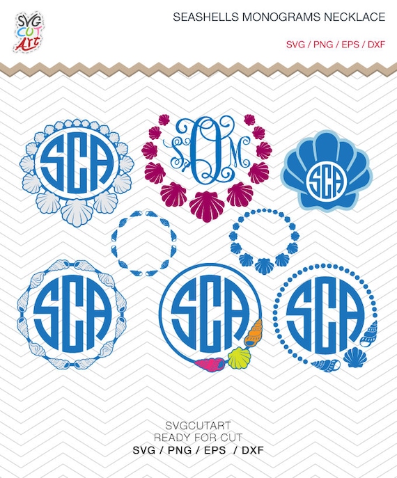 Download Seashell Shells Monograms Nautical Ocean Beach SVG DXF PNG eps