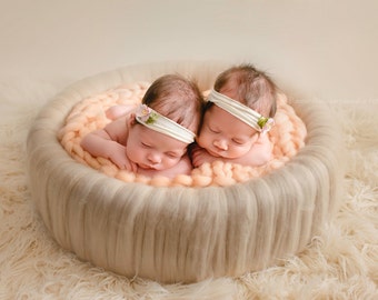 WOOL COVERED posing circle, nest XXL - twins nest, basket, newborn props, photo prop, newborn woolen, newborn nest prop, photography props