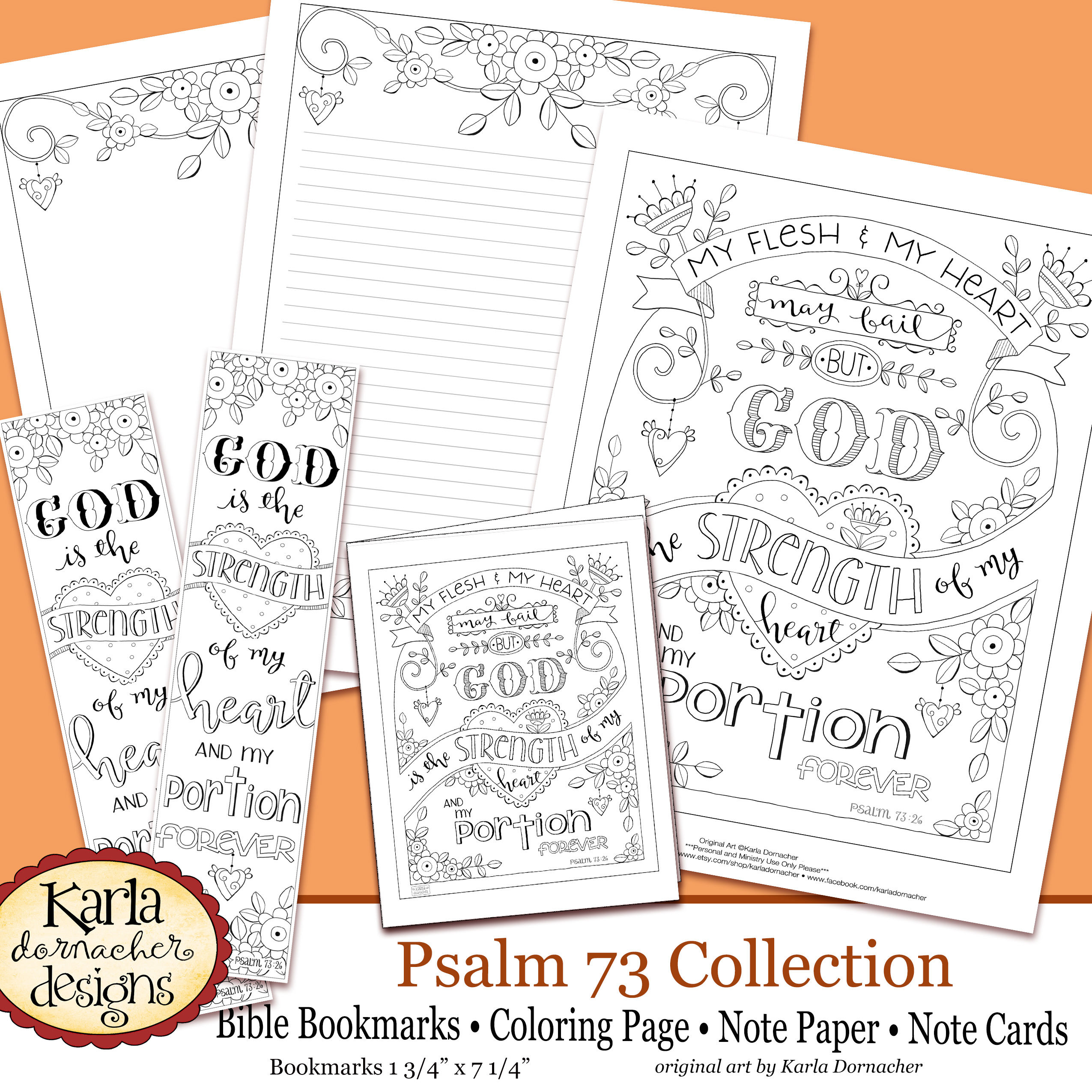 Psalm 73 Hope In God Coloring Collection Bible Journaling Templates Bookmarks Psalms Scripture INSTANT Download Printable