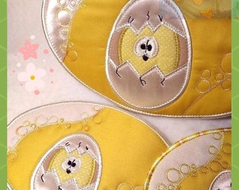 Pot Holders digital embroidery Trivets Cotton Trivets Hot Pads Trivets kitchen tack with eggs Embroidery Machine Easter feast