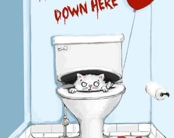We All Float Down Here 5" x 7" Cat Print