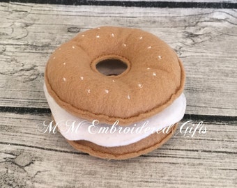 Felt Pretend Play Bagel with Cream Cheese