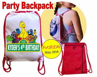 Sesame Street Party, 10 Personalized Party Backpacks, Sesame Street Drawstring Backpack, Sesame Street Favor Bags,"Free Personalization"