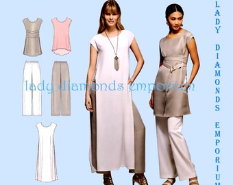 Simplicity 8138 Womens Pull-on Pants Tunic Top Full Length Maxi Tunic size 14 16 18 20 22 Modern Plus Size Sewing Pattern Uncut FF