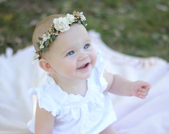 Ivory flower crown, flower crown, floral halo, floral crown,baby flower crown,bridal crown, maternity crown, flower girl crown, boho wedding