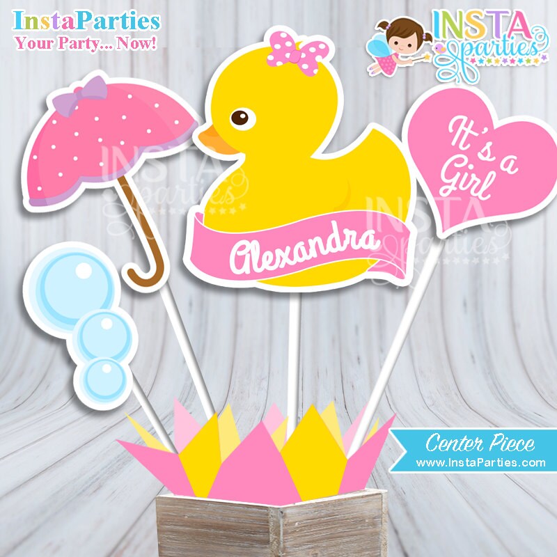 Centro de Mesa patitos niña centros mesa baby shower rosa