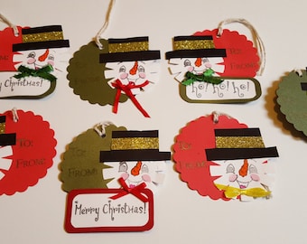Snowman Christmas Gift Tags ~ Set of 7 Gift Tags ~ Premade Gift Tags ~ Holiday Tags