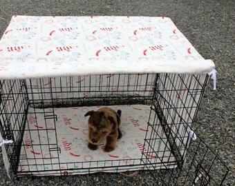 Dog crate cover and pad set . pet crate mat . pet crate cover. pet crate mat. cage liner