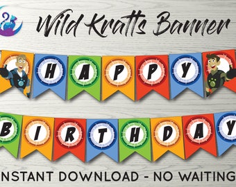 Wild Kratts Banner, Wild Kratts Bunting Banner, Wild Kratts Party Decoration, Wild Kratts Birthday Party Banner, Wild Kratts Happy Birthday