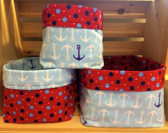 Anchors & Dots Fabric Bins