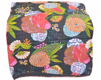 Indian handmade Kantha quilt bedspread bedsheet bedcover quilt Kantha quilt coverlet vintage handmade Queen size Floral Print quilt