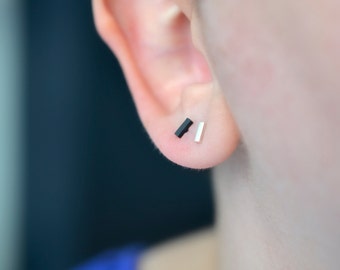 Bar stud earrings in sterling silver nickel free studs multiple piercing mix and match stud earrings minimalist earrings dainty bar earrings