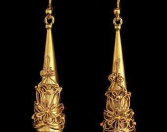 Antique Georgian Large 18ct Gold on Silver Earrings
