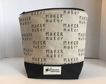 Wedge Bag, Zippered Bag, Knitting Project Bag, Small Project Bag, Sock Size, Maker
