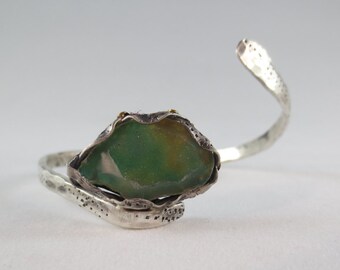 Druzy Cuff Bracelet - Sterling Silver - 18k Gold