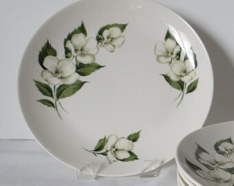 Salad Luncheon Plate - White Flower Rhythm by Homer Laughlin - Beautiful Serving Pieces