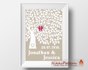 Wedding Cross Stitch Pattern Personalized Wedding Modern embroidery Bride cross stitch Modern cross stitch married Mr Mrs wedding sampler