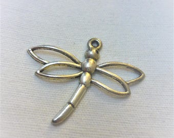 1 26x32mm silver Dragonfly charm