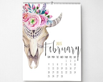 2018 Wall Calendar, 11x14, Wall Calendar, Boho Gifts for Her (cal0012)
