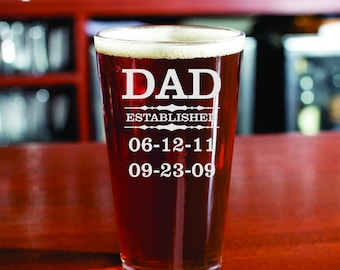 Fathers Gift,Fathers Gift, Pint Beer Glass, Dad, Daddy. Pops, or Gramp's, Beer , Birthday Beer Glass, Engrave , Personalized