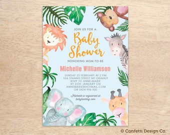 Custom Baby Shower Invitation Animal Safari Gender Neutral