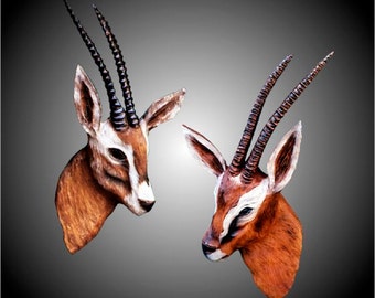 Gazelle Set of Two Wall Sculptures