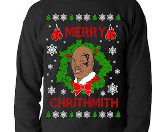 Funny Mike Tyson Merry Crithmith Ugly Christmas Jumper Sweater Sweatshirt Design Gift For Him