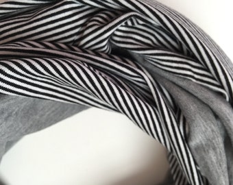black and white spiral colored scarf