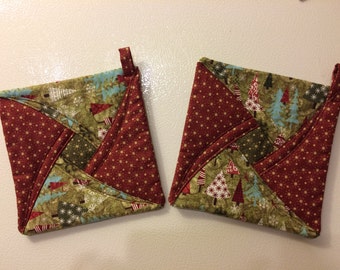 Potholders, quilted potholders, Christmas cooking,