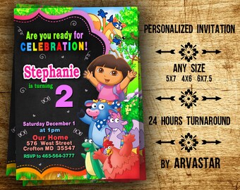 Dora Birthday Invitation-Dora Invitation-Dora Birthday Party-Dora the Explorer Birthday-Dora Birthday Party-Digital file