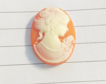 Set of 10 cabochons "Coral" 18 x 13 mm