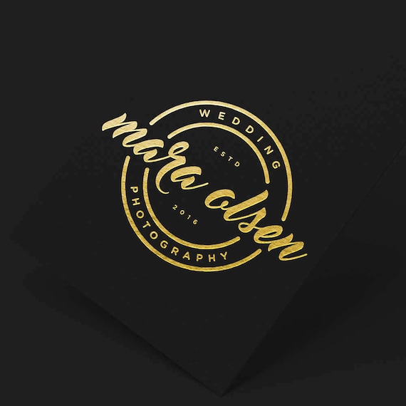 Elegant Wedding Logo, Wedding Logo Branding, Calligraphy Logo, Stamp Logo, Gold Business Logo, Modern logo, Circle Logo, Gold Blog Logo