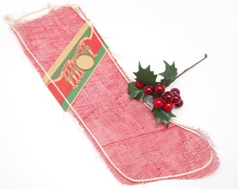 1940's Christmas Mesh Stocking, Merry Christmas Banner with Toy Soldiers, Candy Container Ornament