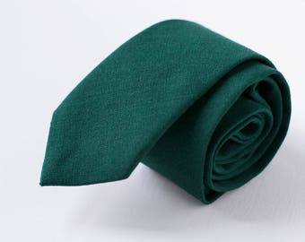 Deep Emerald Green Linen Skinny Tie