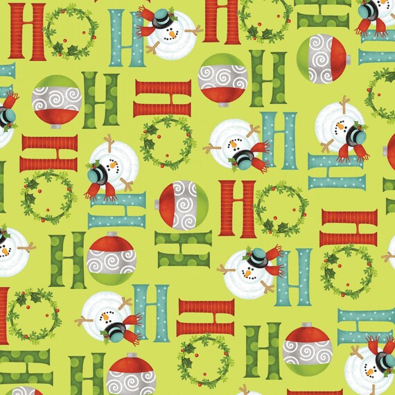 ho ho ho let it snow fabric from patontheback on etsy studio nancy halvorsen christmas
