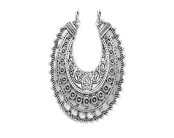 Magnificent oval ethnic connectors silver antique 53x36mm - SC0095130 - 5