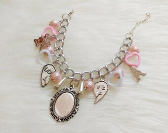 Personalized charm bracelet, gift for her, wedding, bridesmaid jewelry, summer jewelry, pendants, beads, starfish, heart