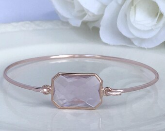 Rose Gold Bangle Bracelet / Blush Pink Rose Gold Bracelet / Bridesmaid Gift / Bridesmaid Jewelry / Rose Gold Bridesmaid Brangle / Gift Idea