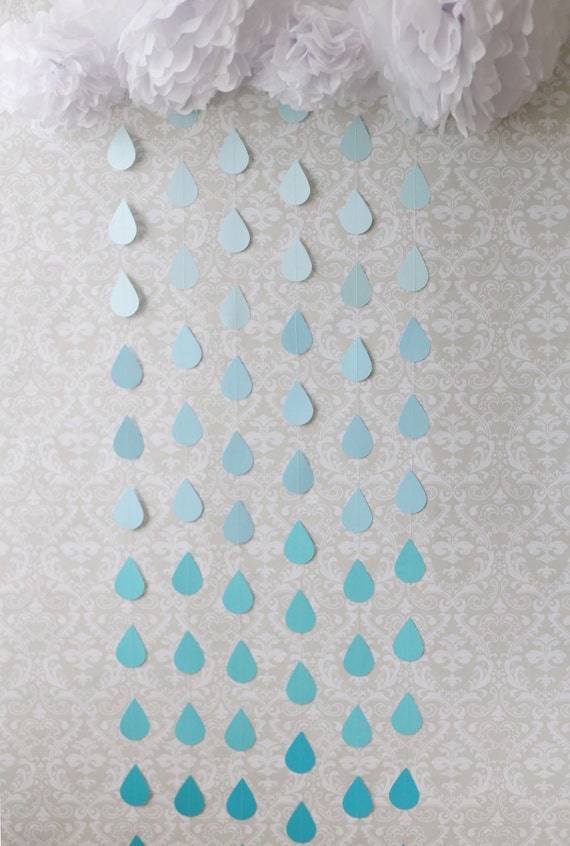 Blue raindrop garland Baby shower garland Baby shower