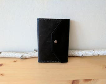 Distressed Leather Journal, Refillable, Black (Snap Closure)