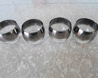 Retro Roly Poly Glasses, Vintage Barware, Mirrored Tumblers, Mad Men Glasses, Dororthy Thorpe Glasses