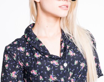 Foxy Cat Eye Black Green Lenses Retro Sunglasses
